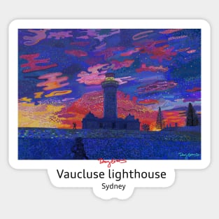 Vaucluse light house (white text on t-shirt) Sticker